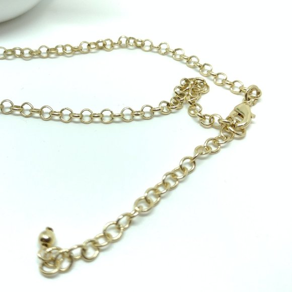 Gold Bar Necklace with Large Smoky Rhinestones Surrounded by Clear Rhinestones - Picture 5 of 8